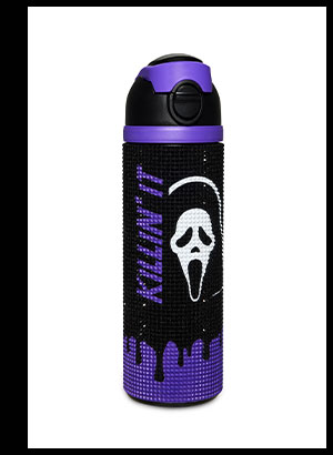 Ghost Face Rhinestone Drip Flip Top Water Bottle - 24 oz.