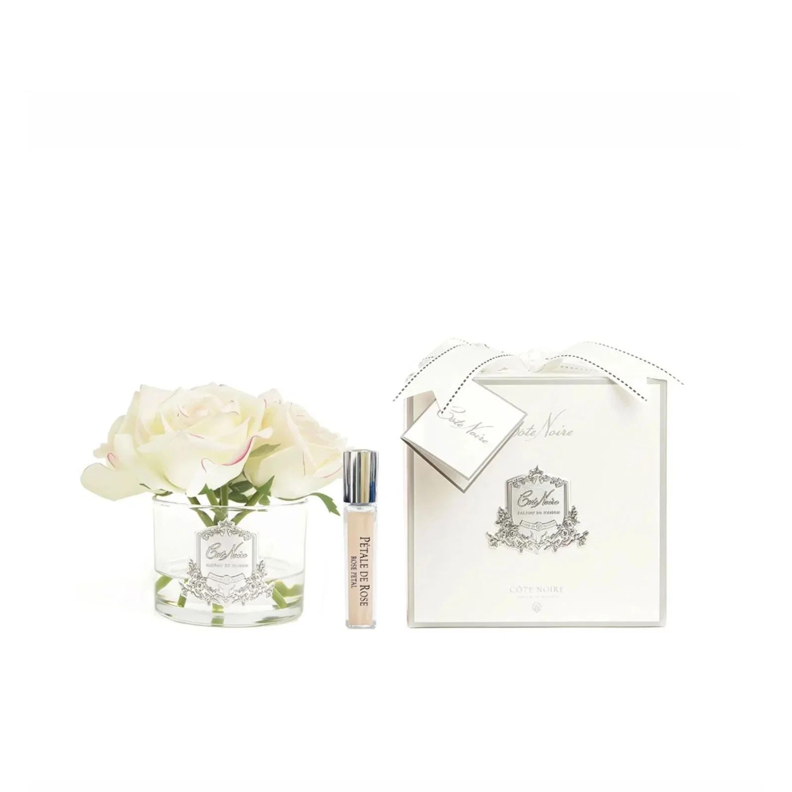 Image of Five Pink Blush Natural Perfumed Roses with Clear Vase | Côte Noire