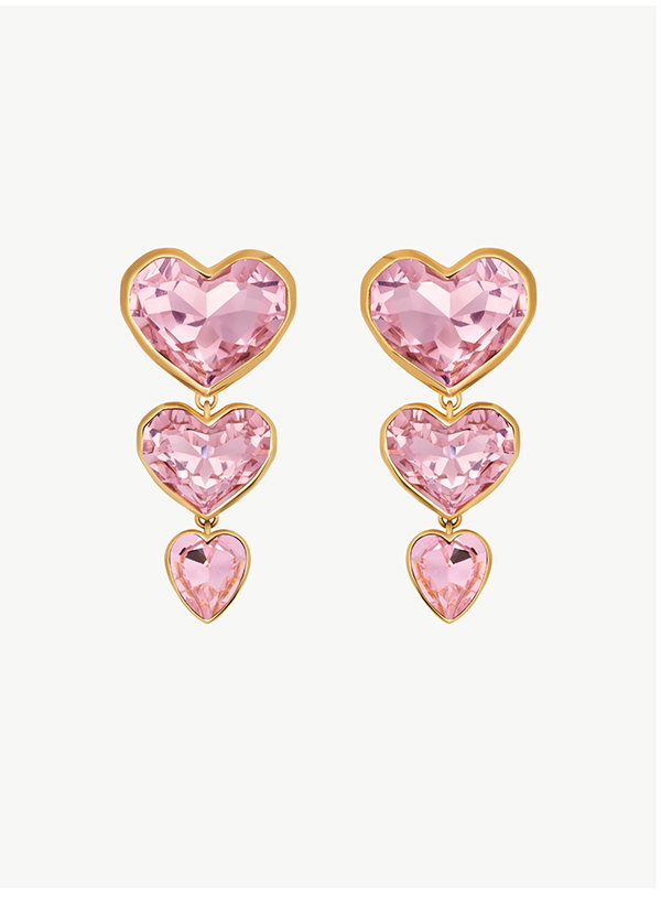 Crystal Heart Drop Clip-On Earrings