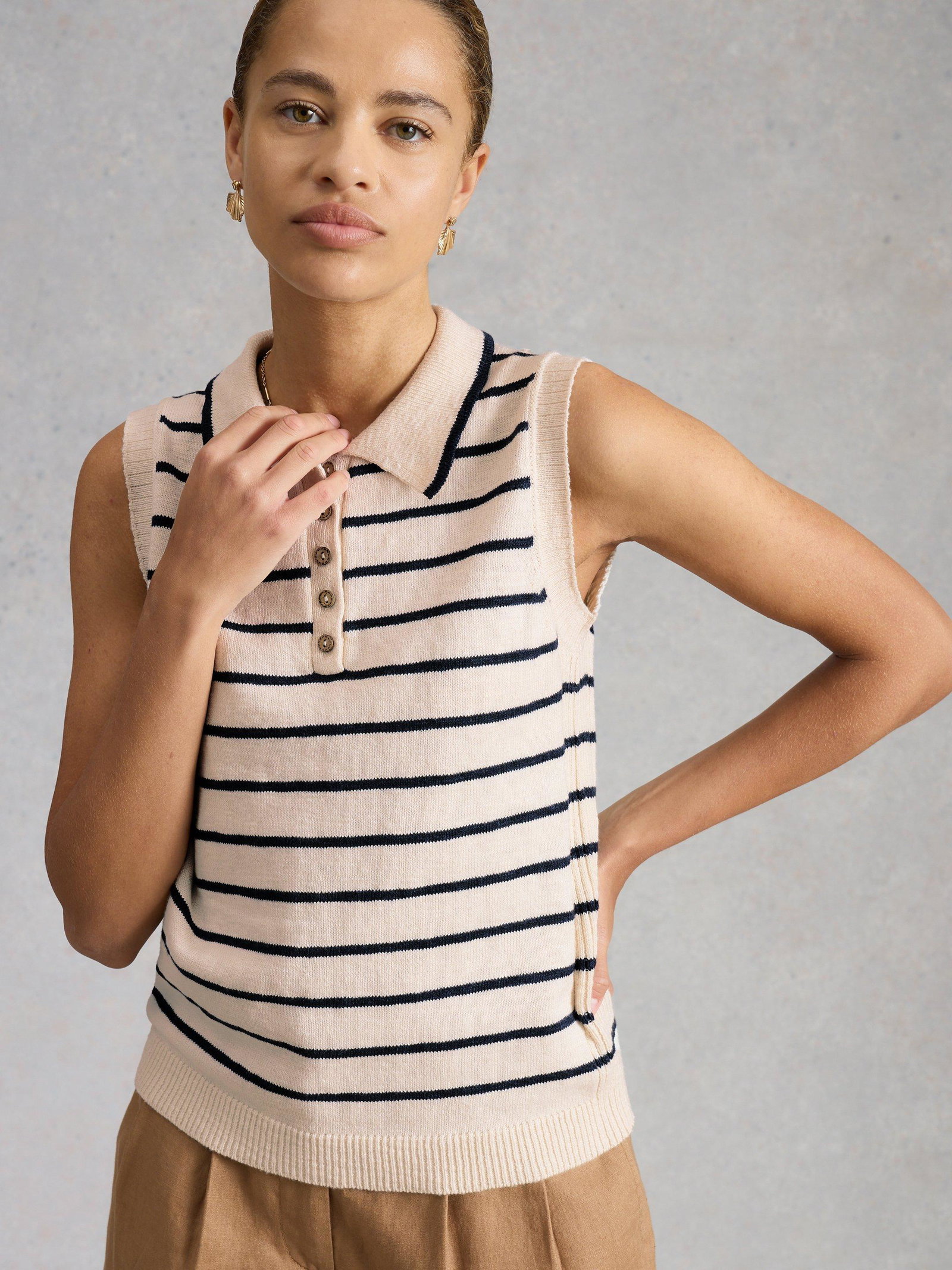 Shop Candice Stripe Collar Vest