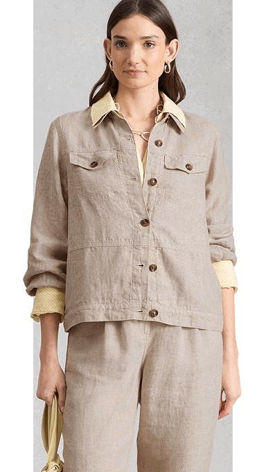 Shop Camille Linen Collared Jacket
