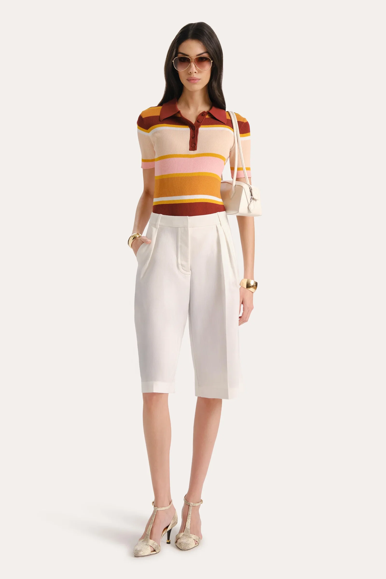 Image of Sylvie Striped Polo Shirt