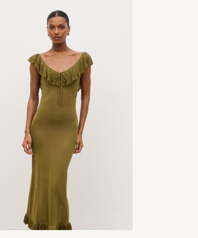 Sascha Frill Detail Knit Midaxi Dress
