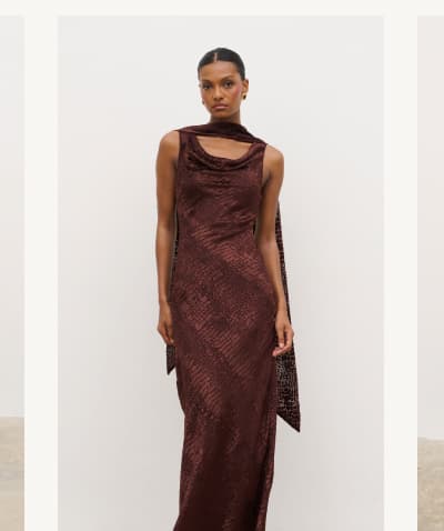 Ainsley Cowl Devore Neck Maxi Slip