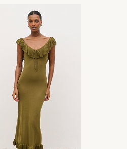 Sascha Frill Detail Knit Midaxi Dress