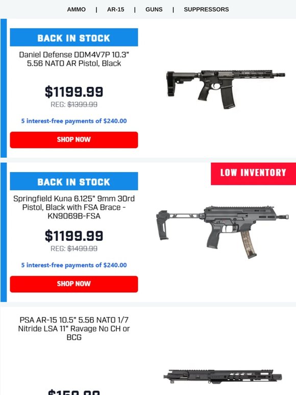 Back in Stock: $1,199.99 Daniel Defense DDM4V7P 5.56 Pistols!