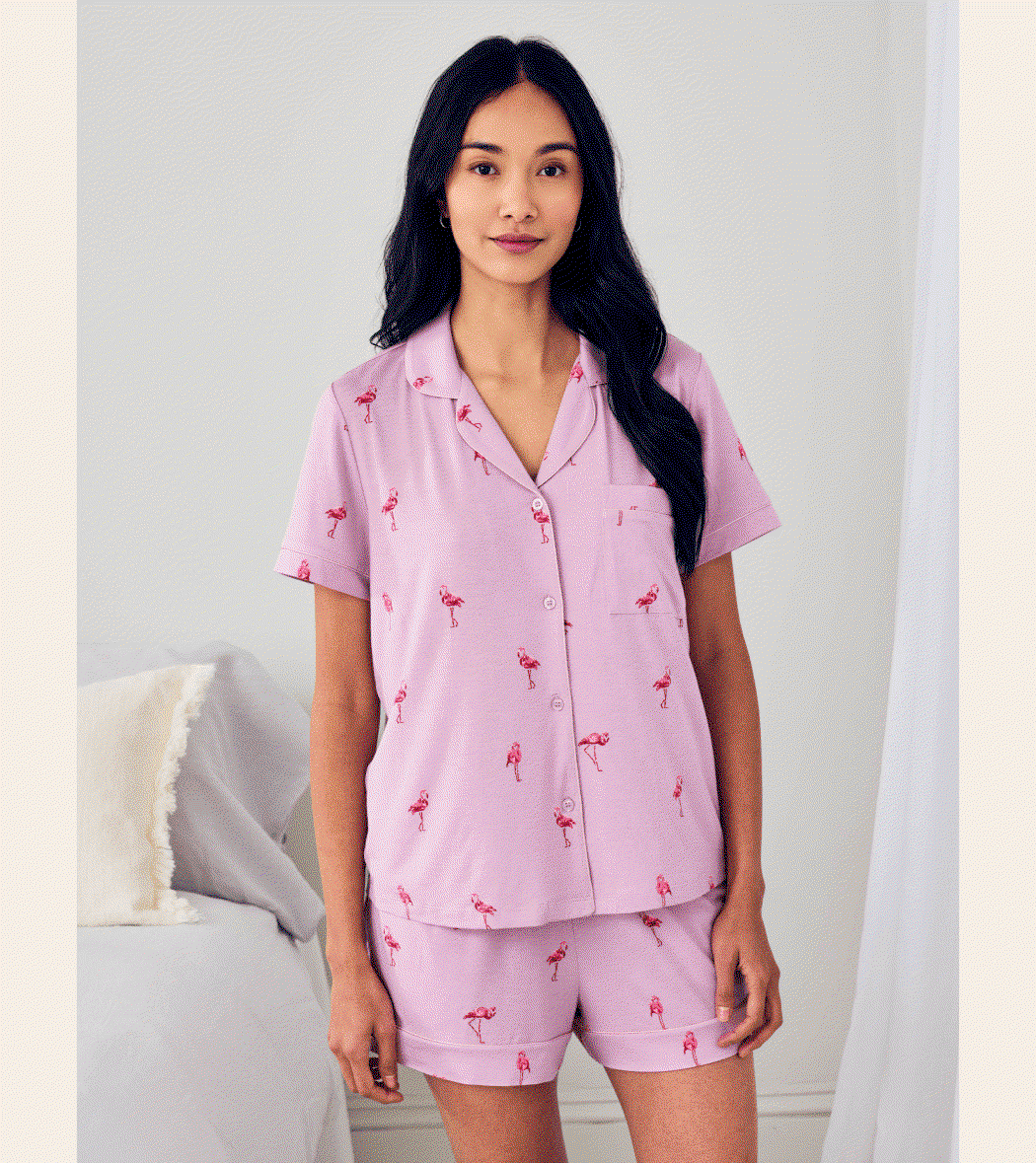 TENCEL™ Modal Flamingo Print Short Pyjama Set