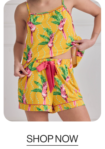 Parrot Wavy Stripe Print Cami Short Pyjama Set