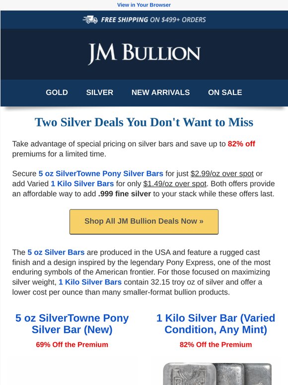 🚨Silver Bar Sale - Up to 82% off the Premiums