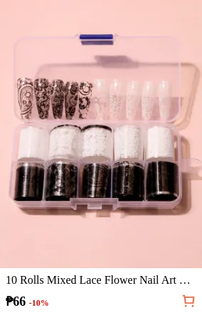 10 Rolls Mixed Lace Flower Nail...