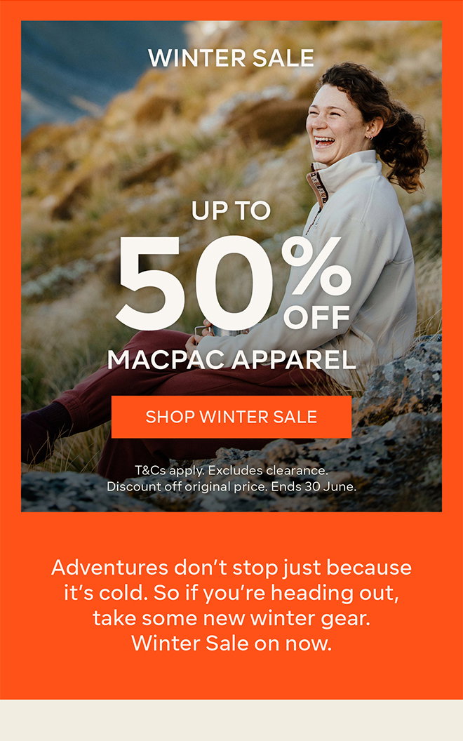 Up to 50% off Macpac Apparel