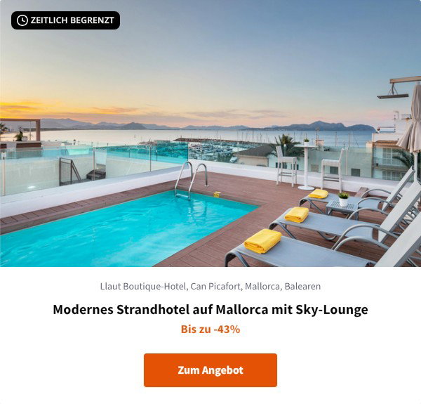 Modernes Strandhotel auf Mallorca mit Sky-Lounge