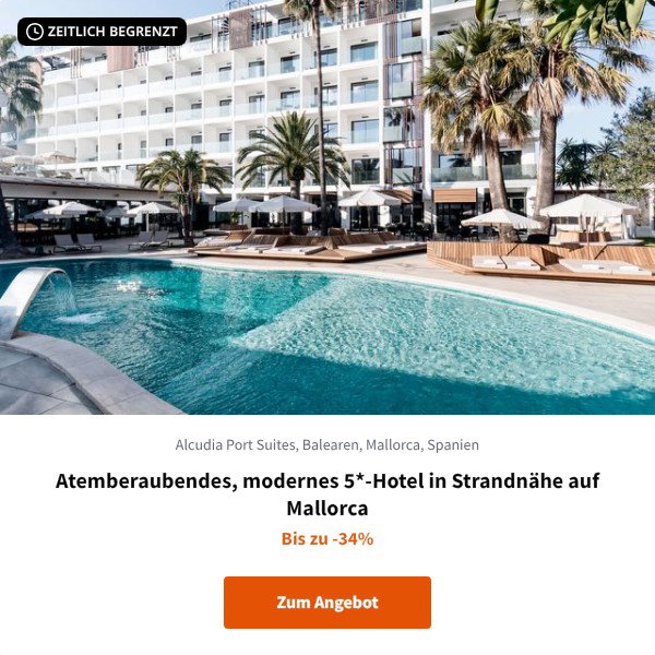 Atemberaubendes, modernes 5*-Hotel in Strandnähe auf Mallorca