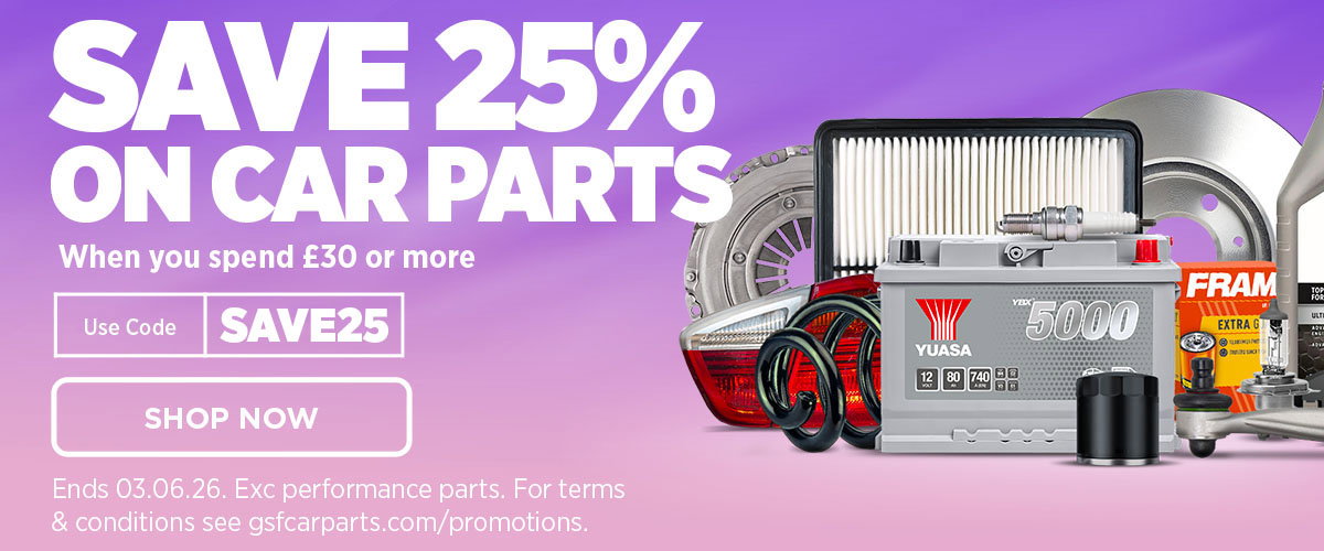 Save 25% on car parts whrn you spend £30 or more - Use code SAVE25