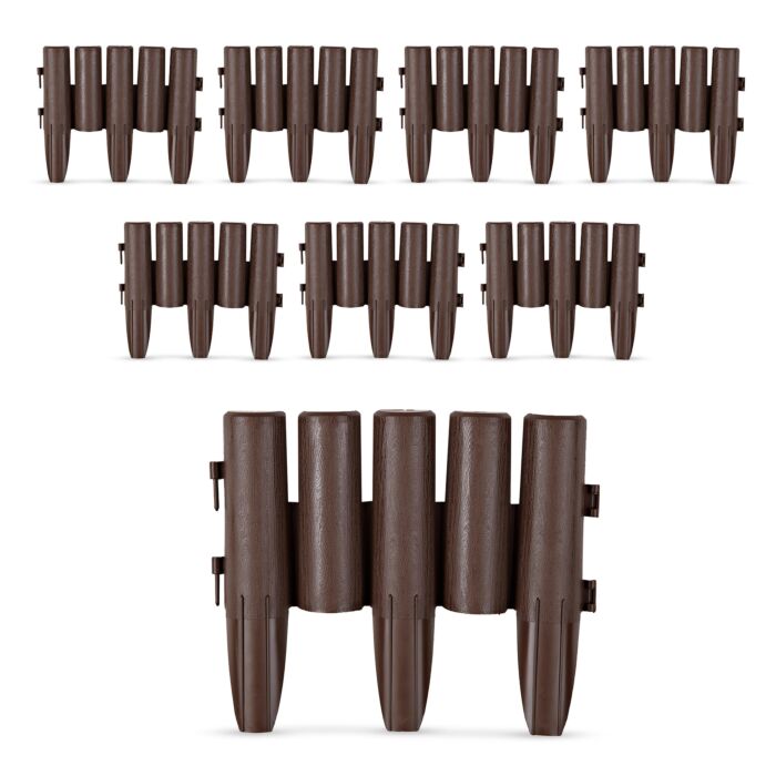 Beetbegrenzung 8er Set Rund - Holzoptik , braun