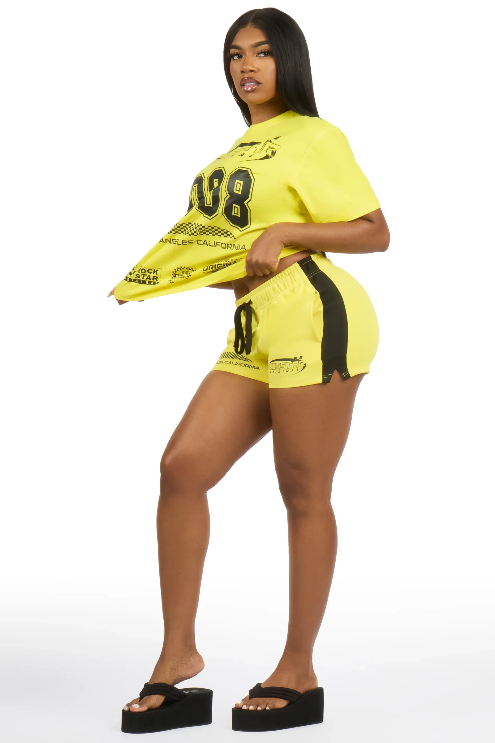 Image of Latonya Yellow T-Shirt Short Set