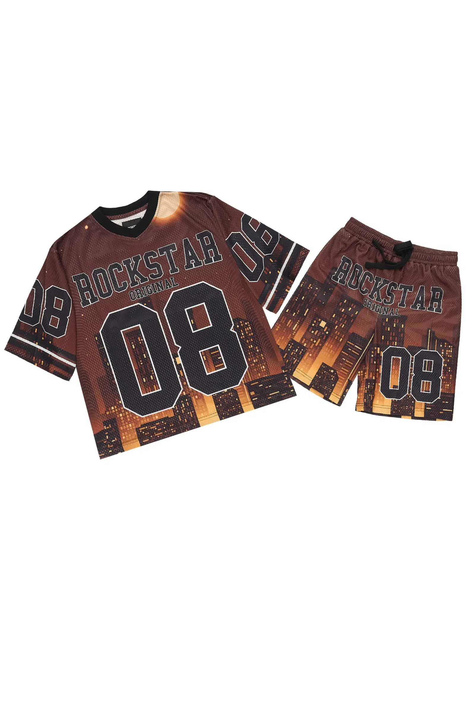 Image of Boys Andres Brown Boxy T-Shirt/Short Set