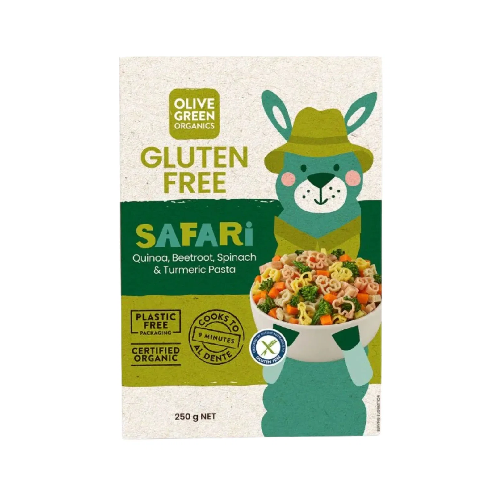 Image of Olive Green Organics Quinoa & Rice Vegetable GF Pasta Zoo Shapes