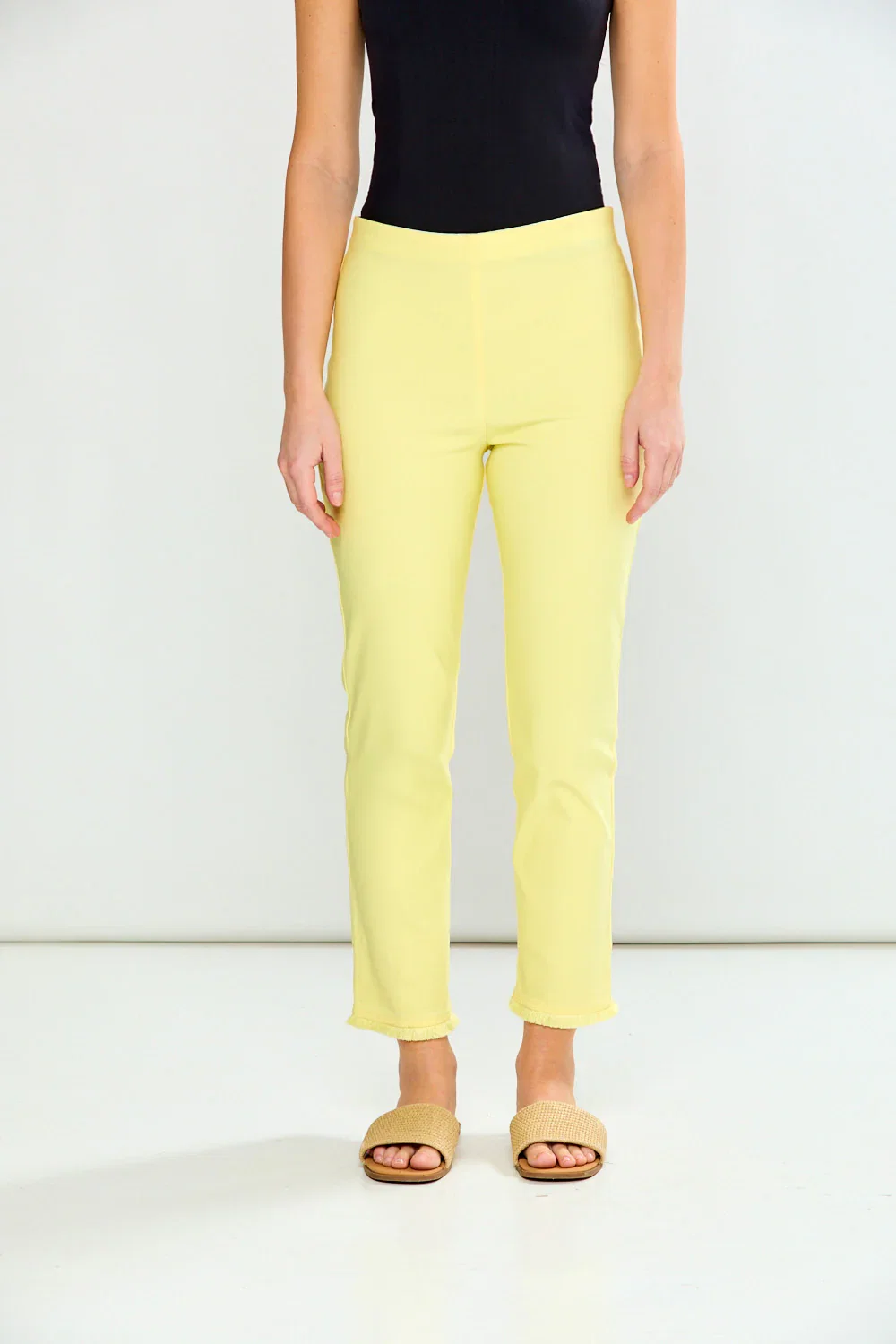 Image of The Sheri Pant with Fringe (Ankle Length - 26" Inseam) in Lemon Chiffon