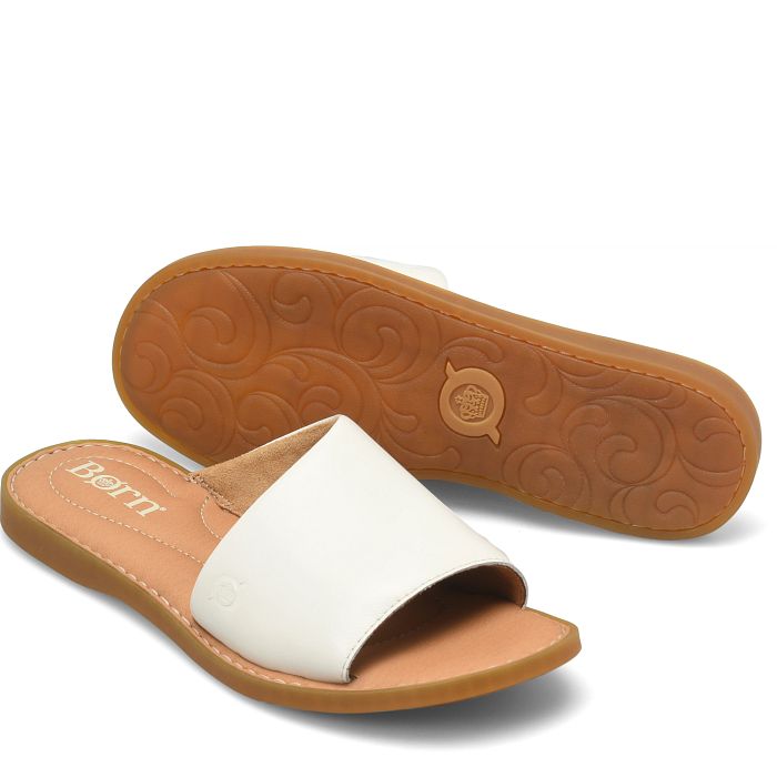 Izabel flat side sandal in white.