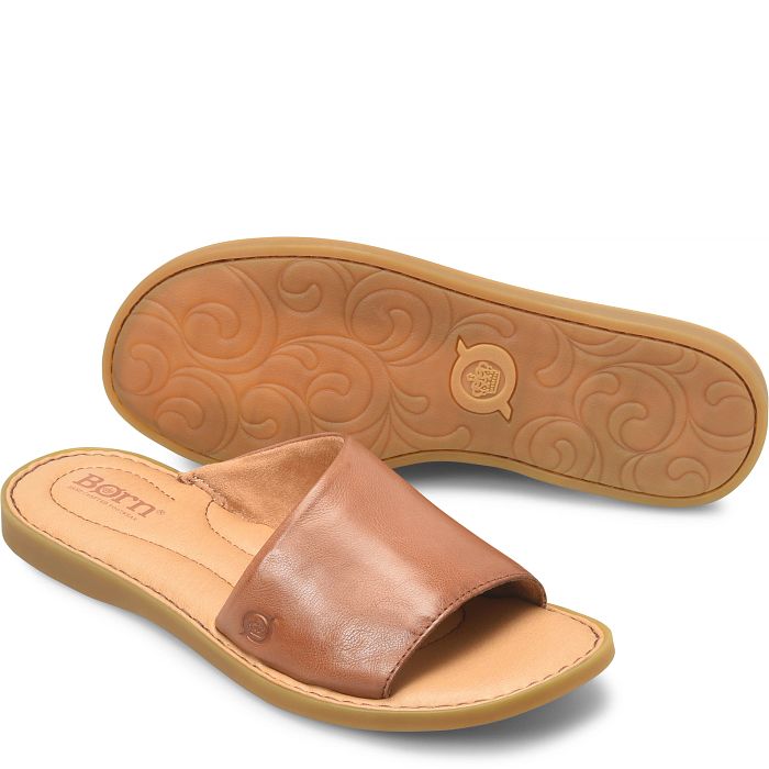 Izabel flat side sandal in brown.