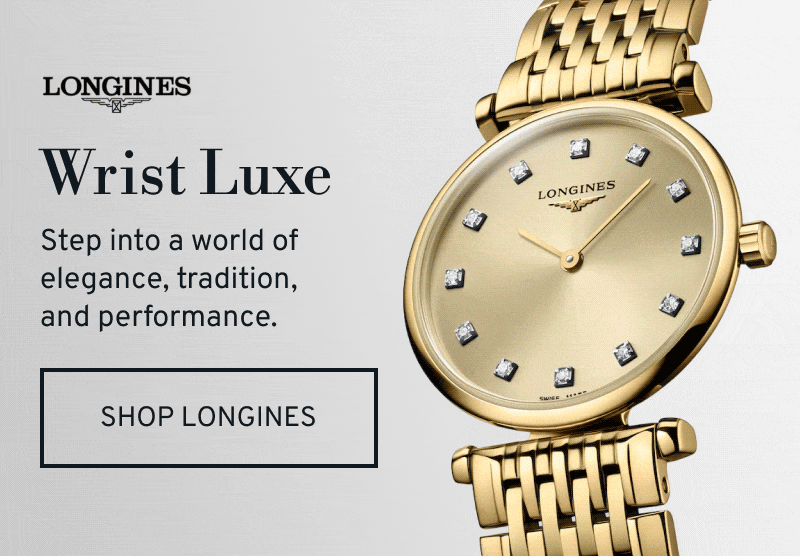 Two different Longines watch close-ups. Discover elegance, tradition, and performance. Click to Shop Longines