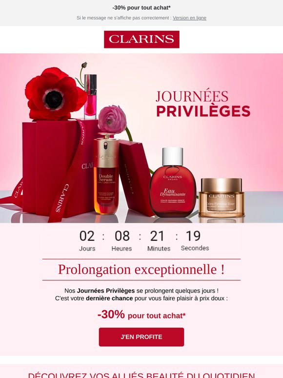 Prolongation exceptionnelle : dernières heures de nos Journées Privilèges ⌛