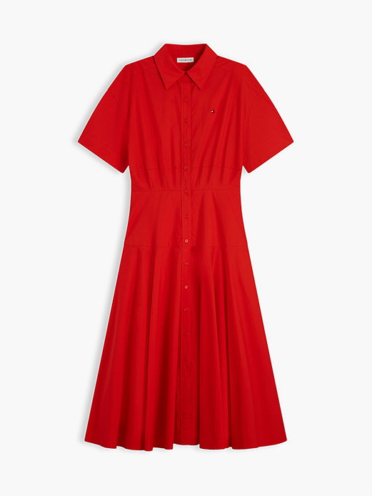 Fit-and-Flare-Midi-Hemdkleid aus Popeline