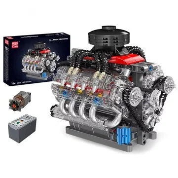 Mould King 10171 LSX454 Motorized V8 Engine Model DIY Assembly Kit Motorized Building Blocks 487PCS Excellent STEAM Science Education Discovery Toys Children Gifts
