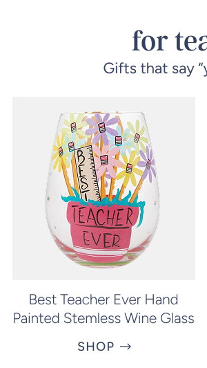 best teacher ever hand painted stemless wine glass