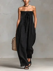 Image of Casual Plain Strapless Tube Jumpsuit