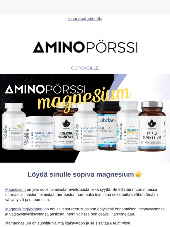 Parhaat magnesiumit kesään! ☀️ Alk. 3,90€
