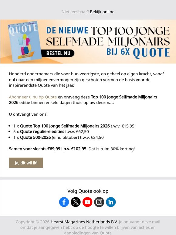 Hij is er weer! Quote’s nieuwste Top 100 Jonge Selfmade Miljonairs