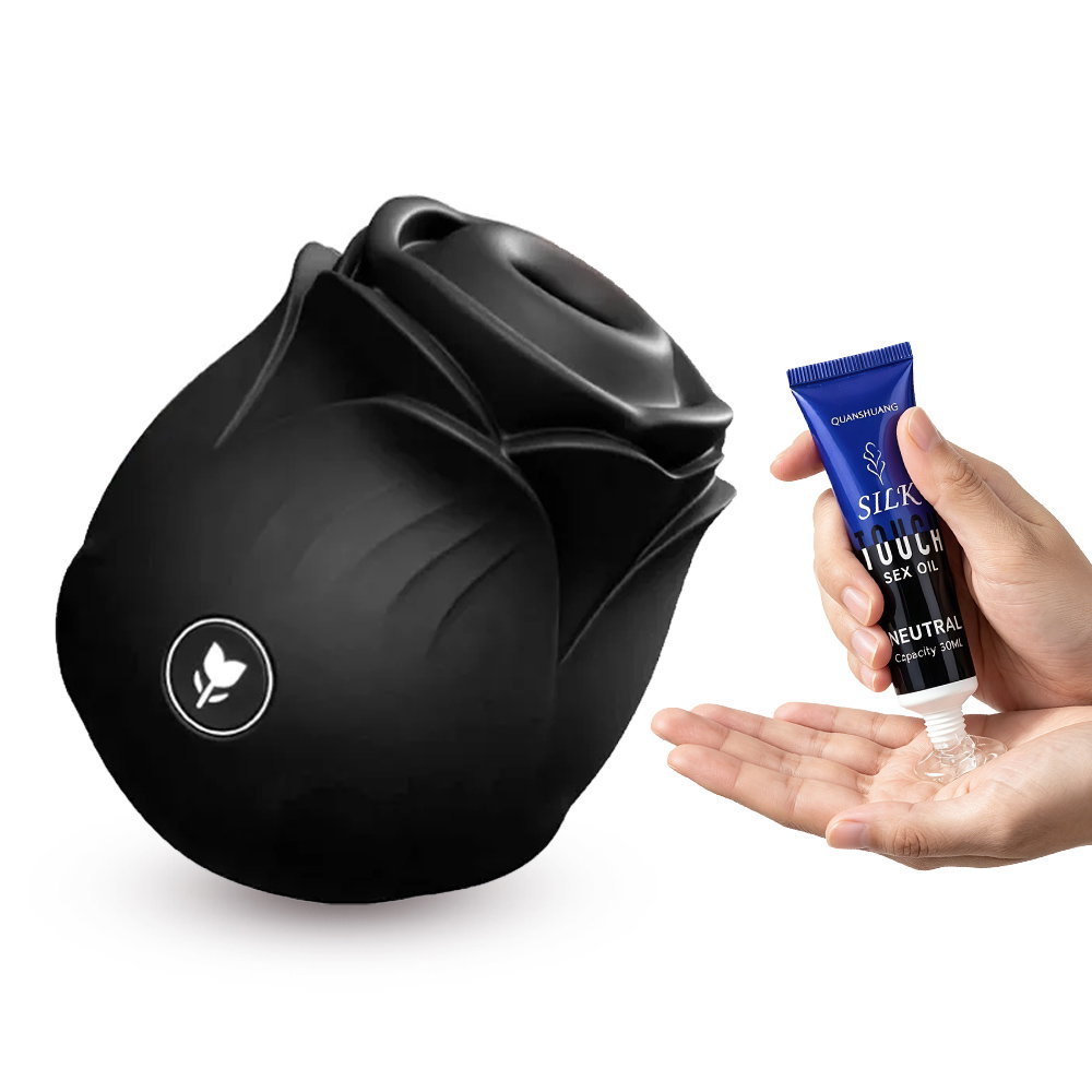 Black Amora Rose Suction Massager for Clit Stimulation