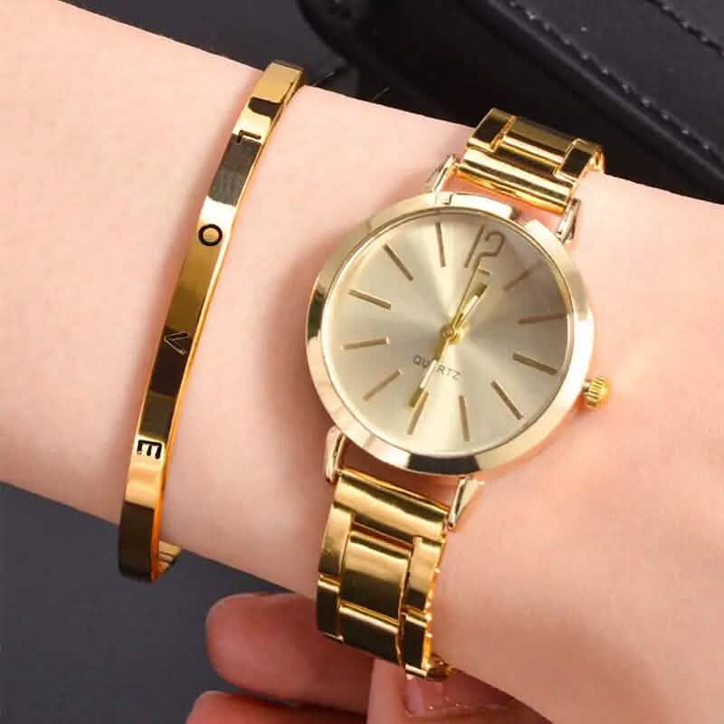 Image of 2-Piece Set: Digital Alloy with Quartz Watch and Love Bracelet