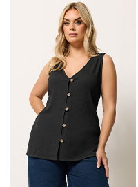 YOURS Curve Black Textured Waistcoat
