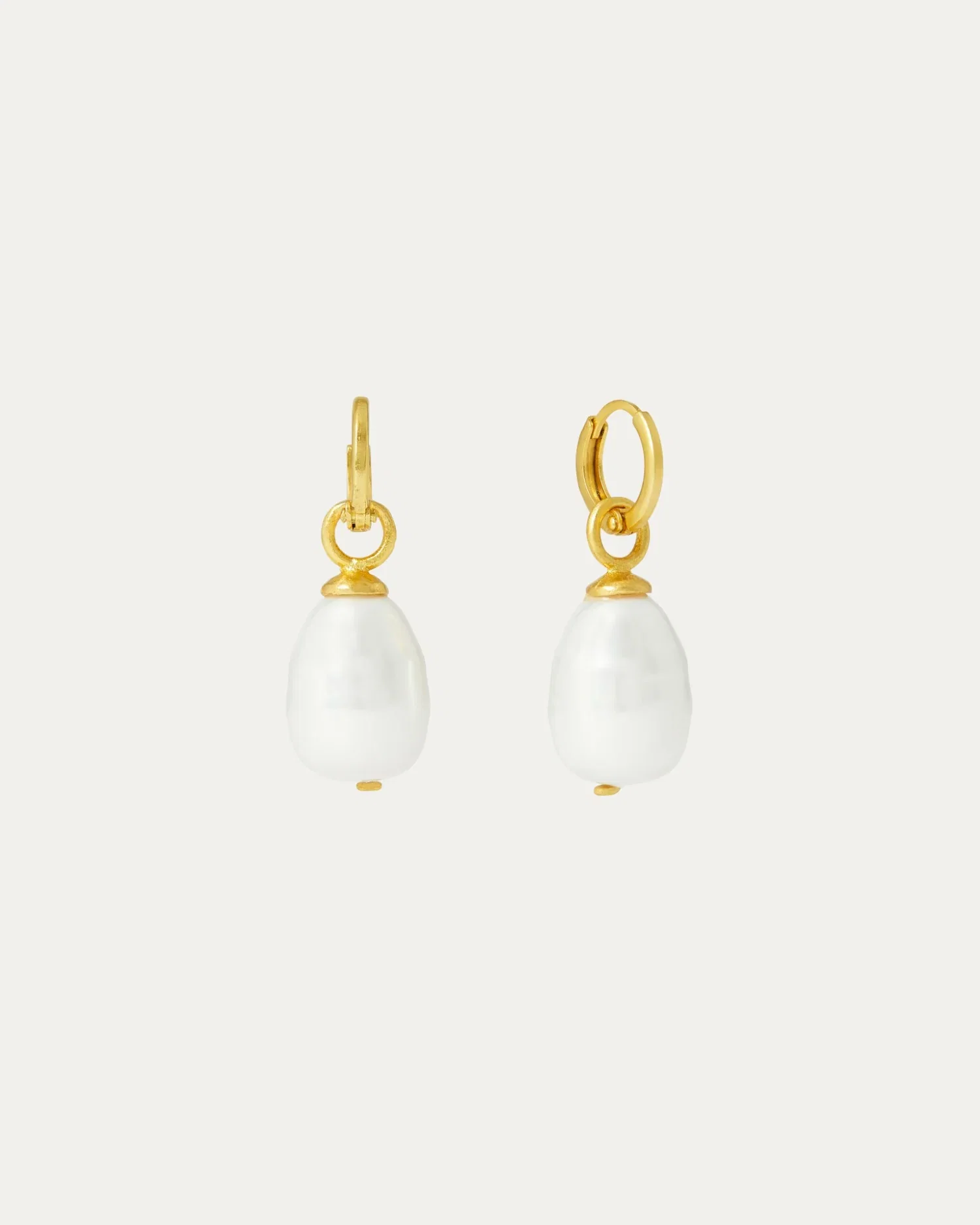 Image of Ava Pearl Drop Huggie Earrings