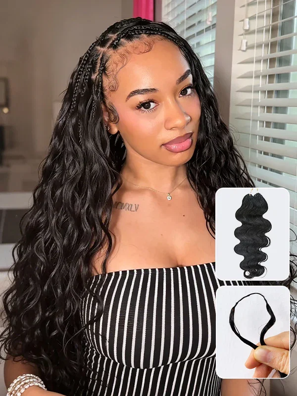 Wavymy Body Wave Miracle Knots Feather Crochet Human Hair Boho Braids Lightweight Hair Extension