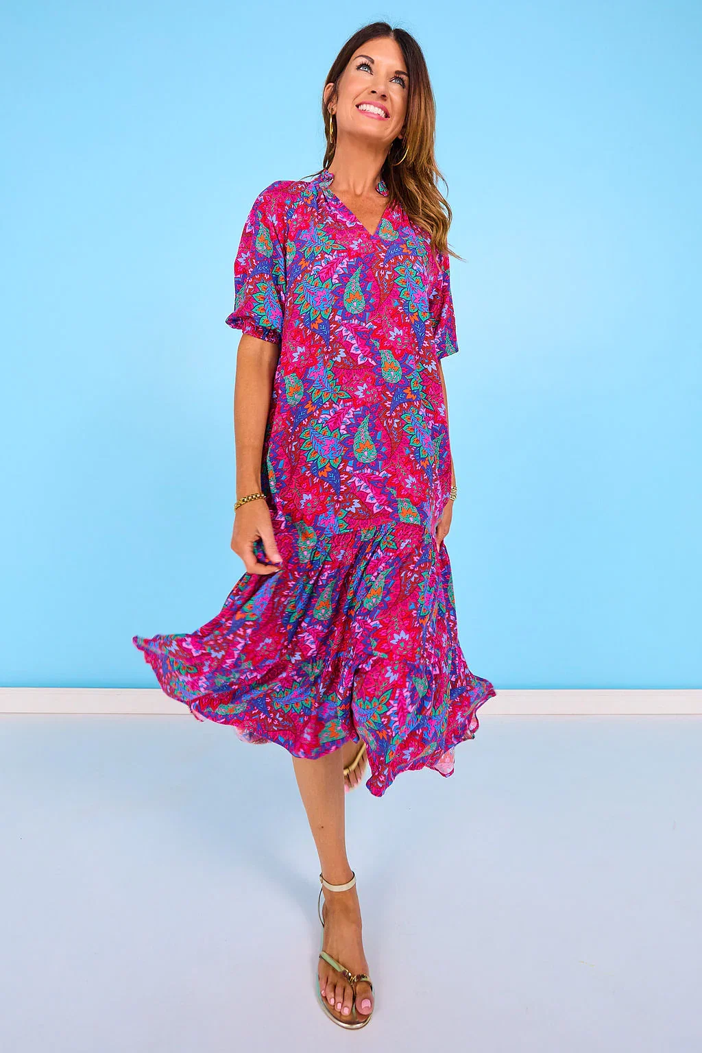 Image of SSYS Rowan Short Sleeve Maxi Dress In Scarlet Paisley