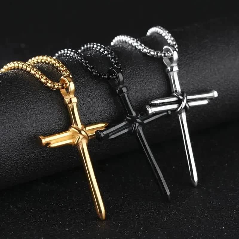 Image of Titanium Steel Casting Steel Nails Cross Men's Pendant Punk Style