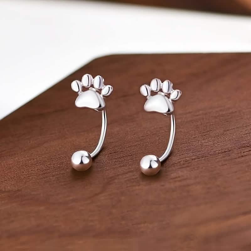 Image of Sterling Silver Cat Paw Earrings – Screw-Back Studs, Elegant & Simple