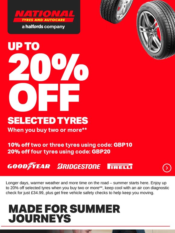Hot days, rainy roads - deals to keep you moving