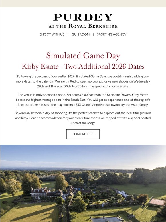 Simulated Game Shoots at Kirby Estate - Join us in July 2026.