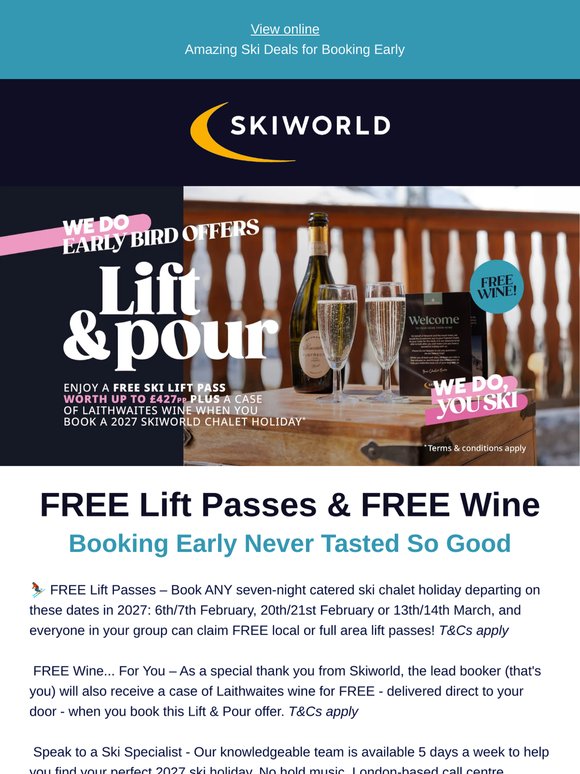 FREE Lift Passes & FREE Case of Laithwaites Wine  ⛷️🍾️
