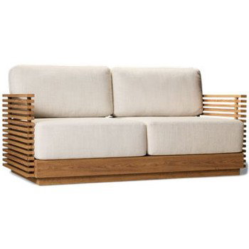 Monterey Loveseat - Weather-Resistant Design - Slatted Wood-Like Aluminum Frame - Cozy Fade-Resistant Cushions