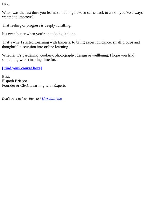 A Note From Elspeth