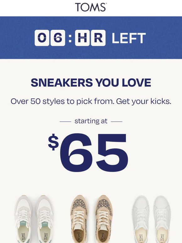 6 Hours Left! Sneakers Starting at $65