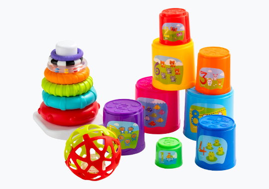 Big Steps Baby's First Stacker and Rattle Learning Playset