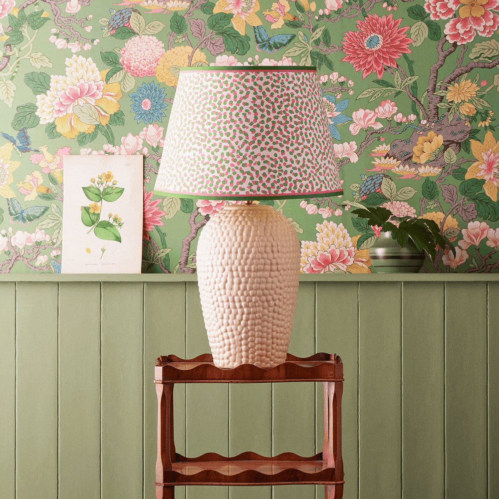 45cm straight empire shade in pink and green polka dot paper by gp & j baker