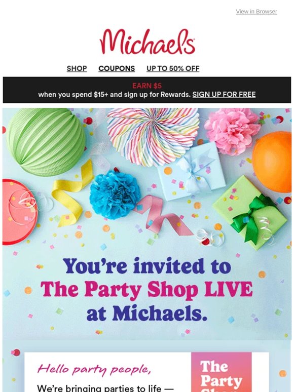 You’re on the guest list! 🕶️ Here’s an exclusive invite from your Michaels team ➡️